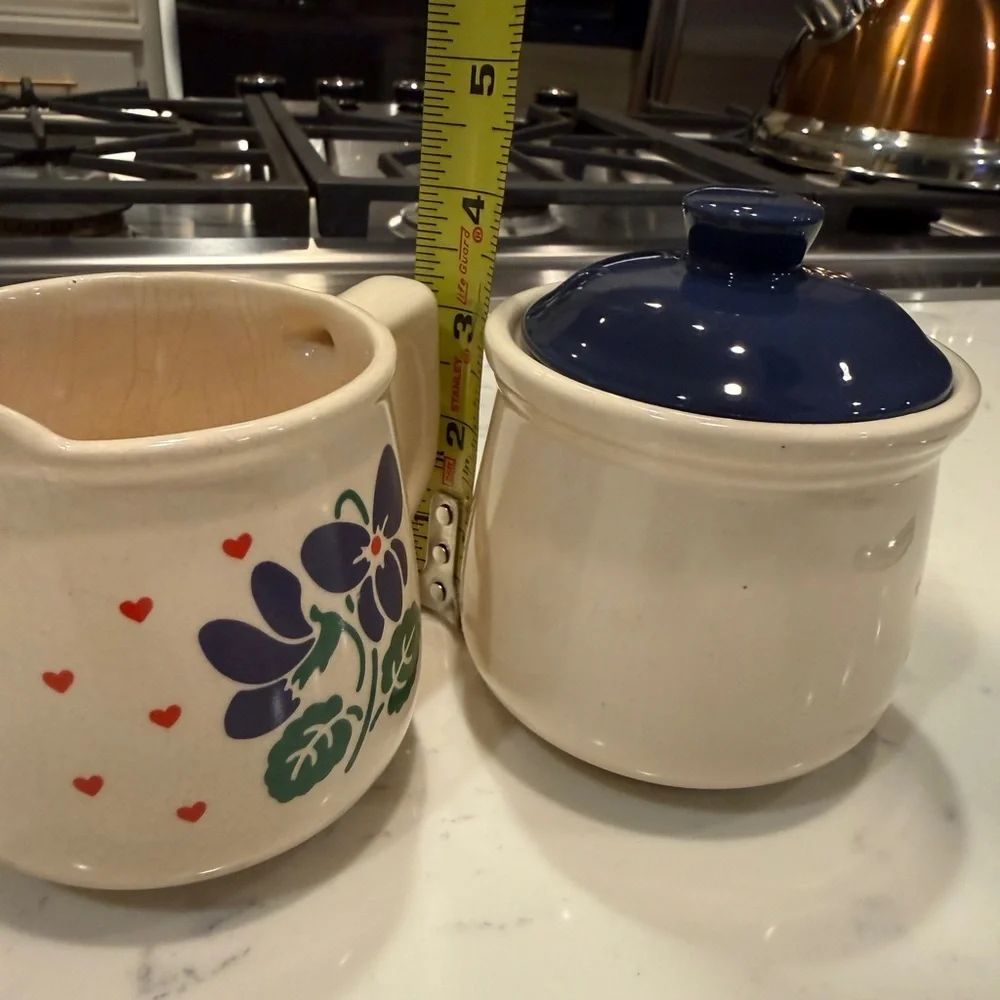 New Avenues “Violets are Blue”  Ceramic Creamer and Sugar Set Cottage Core 80’s